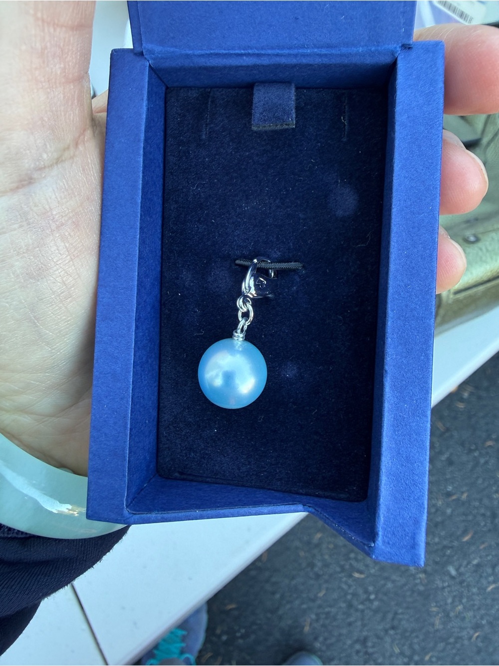New Swarovski Blue Pearl Drop Charm Pendant - Women Jewelry